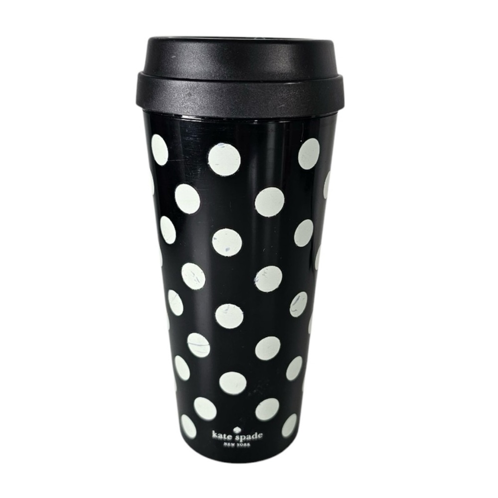 Kate Spade Black and White Polka Dot Travel Mug